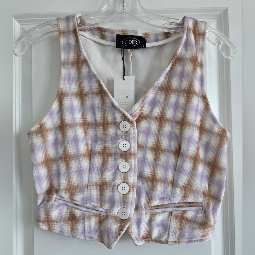 ❤️ 3 For 15 Cider Kaleidescope Purple and Brown Vest size Small NWT